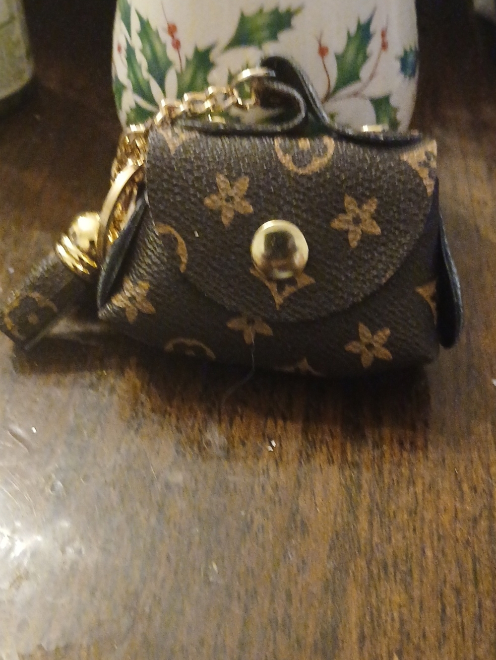 Classic Brown Floral Mini Bag Keychain